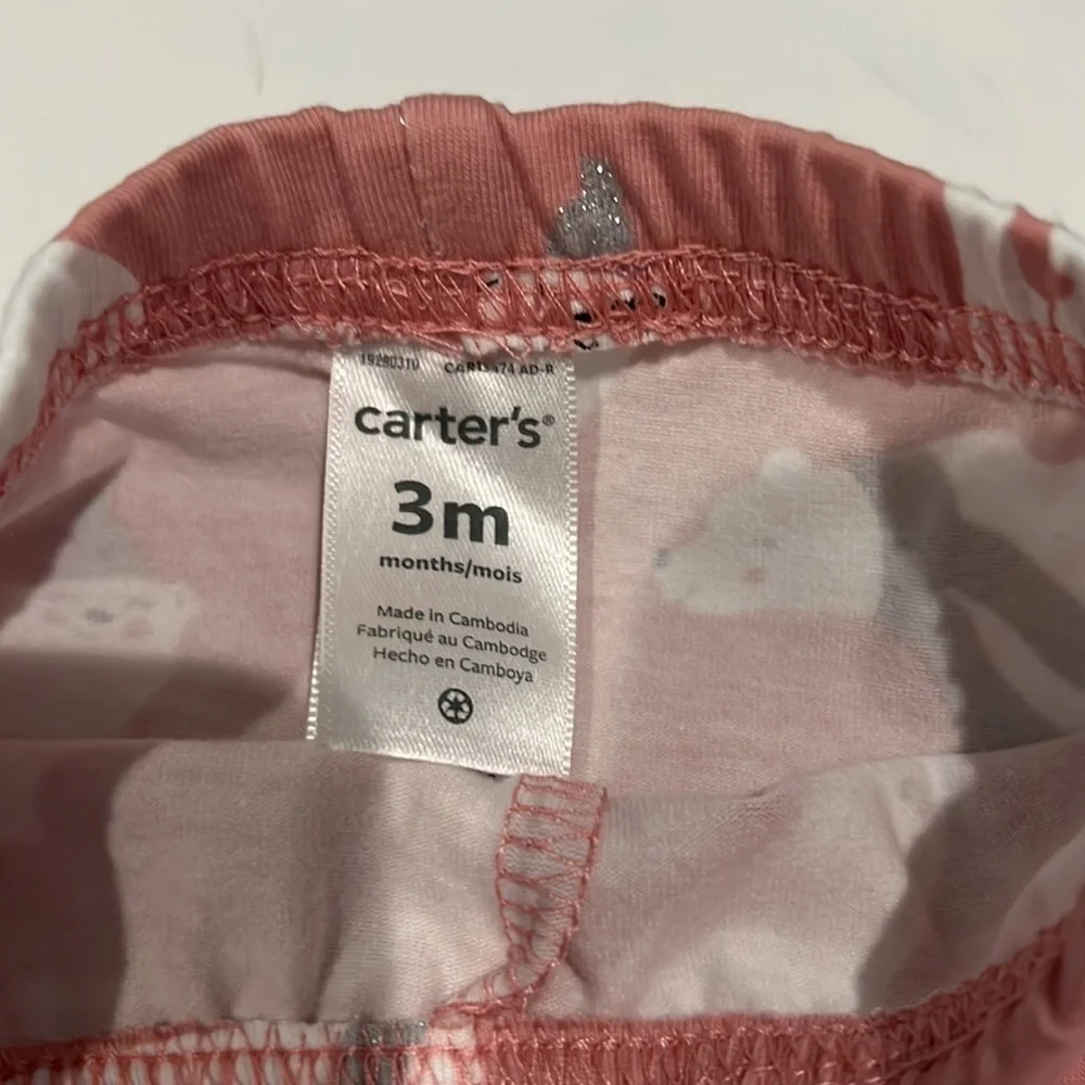 NWOT CARTER’S PINK & WHITE POlAR BEAR  LEGGINGS size 3 months